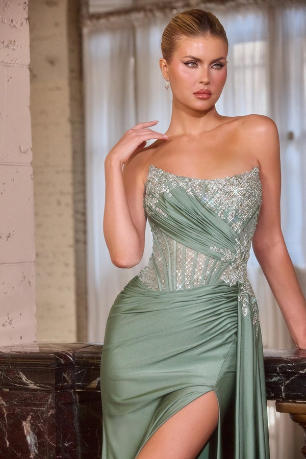 Vestido Séraphine en verde musgo